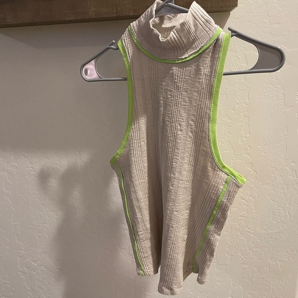 We The Free, turtle neck tank top. Size XS, tan with neon green detail, NWT• - Picture 3 of 15